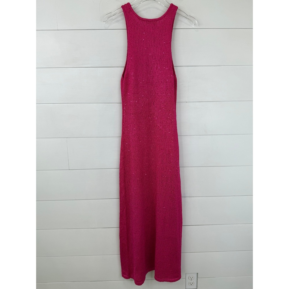 House of Harlow 1960 Sequin Knit Maxi Dress Cotton Blend Racerback Pink M - Picture 6 of 8